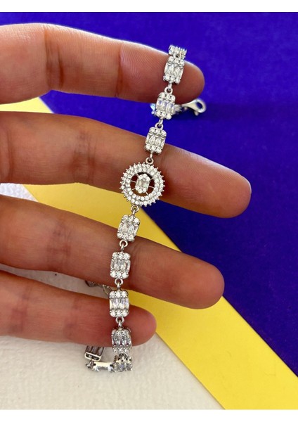 7,76 gr Silver Renk Oval ve Dikdörtgen Baget 925 Gümüş Bileklik fiyatları