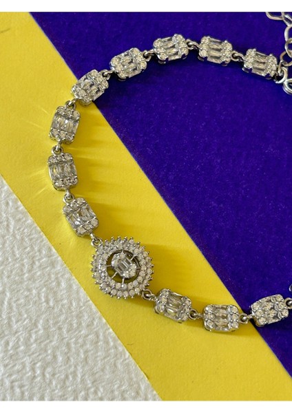 7,76 gr Silver Renk Oval ve Dikdörtgen Baget 925 Gümüş Bileklik fırsatları