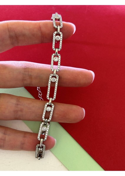 8,74 gr Silver Renk Oval Zirkon Taşlı 925 Gümüş Bileklik fiyatları