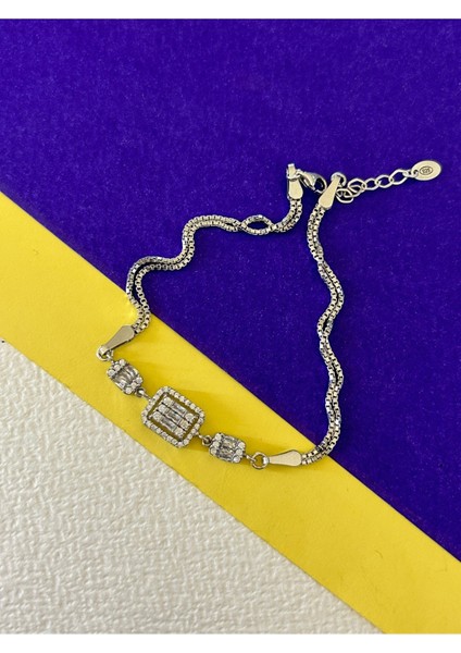 4,90 gr Silver Renk Büyük ve Küçük Baget 925 Gümüş Bileklik