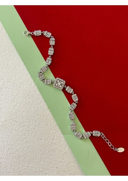7,90 gr Silver Renk Kare ve Dikdörtgen Baget 925 Gümüş Bileklik modelleri