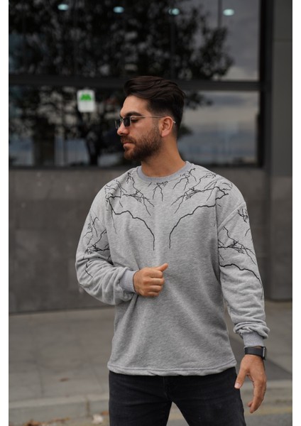 Sweatshirt Bisiklet Yaka Panda Baskılı Oversize Sweat fiyatları