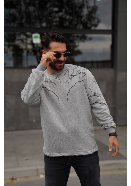 Sweatshirt Bisiklet Yaka Panda Baskılı Oversize Sweat fırsatları