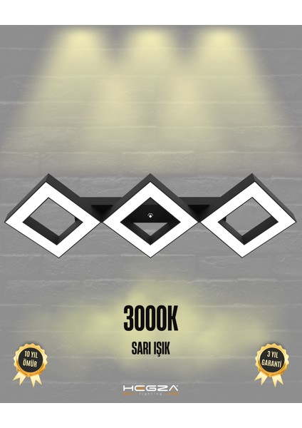 Amigo (Siyah Kasa, Sarı Işık) Ledli Modern Plafonyer LED Avize Salon Mutfak Oturma Odası Yatak Odası Antre Hol LED