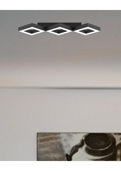 Amigo (Siyah Kasa, Sarı Işık) Ledli Modern Plafonyer LED Avize Salon Mutfak Oturma Odası Yatak Odası Antre Hol LED fiyatları