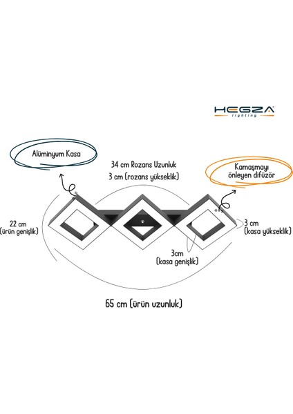 Amigo (Siyah Kasa, Sarı Işık) Ledli Modern Plafonyer LED Avize Salon Mutfak Oturma Odası Yatak Odası Antre Hol LED modelleri