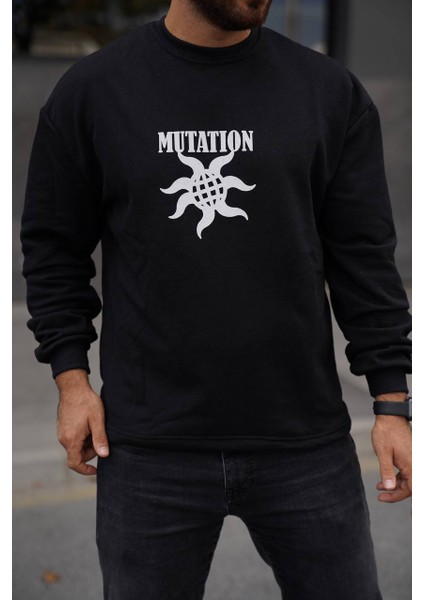 Sweatshirt Bisiklet Yaka Panda Baskılı Oversize Sweat modelleri