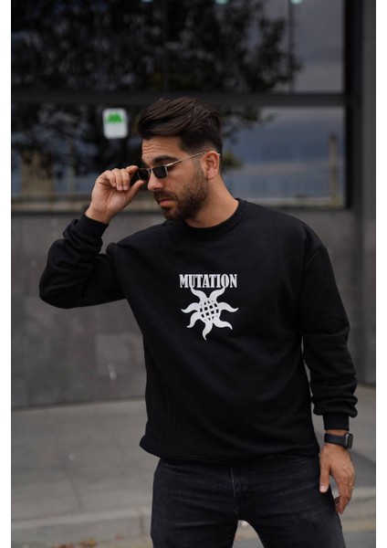 Sweatshirt Bisiklet Yaka Panda Baskılı Oversize Sweat fırsatları