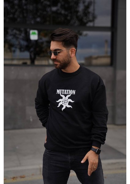 Sweatshirt Bisiklet Yaka Panda Baskılı Oversize Sweat indirimleri