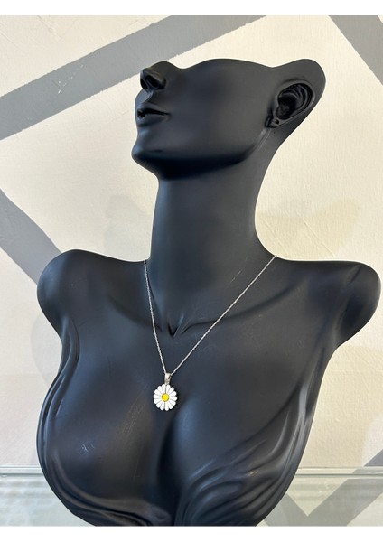 Silver Renk Açılan Papatya 925 Gümüş Kolye