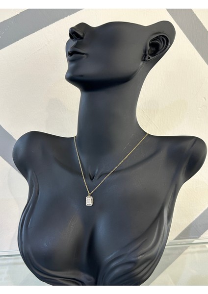 Rose Renk Orta Boy Baget 925 Gümüş Kolye