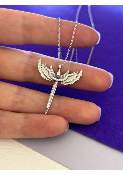 Silver Renk Metal Melek 925 Gümüş Kolye
