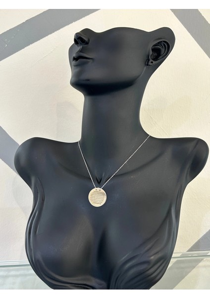Silver Renk Ayetel Kürsi Dualı 925 Gümüş Kolye