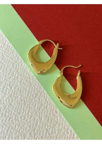 Gold Renk Çelik Parlak İnce Düz Çanta Model Küpe