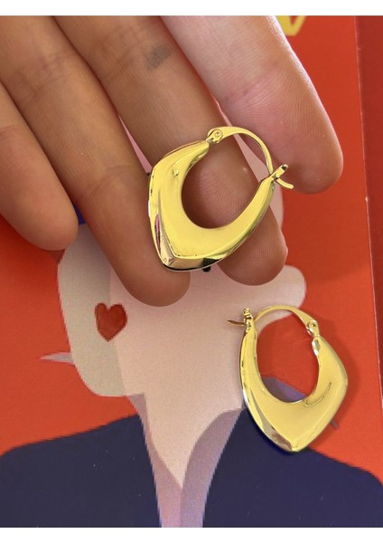 Gold Renk Çelik Parlak İnce Düz Çanta Model Küpe