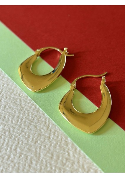 Gold Renk Çelik Parlak İnce Düz Çanta Model Küpe