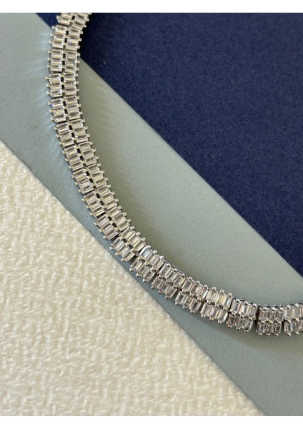 13,31 gr Silver Renk Çift Sıra Zirkon Taşlı Su Yolu 925 Gümüş Bileklik modelleri