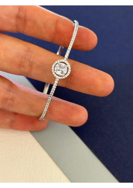 8,56 gr Silver Renk Minimal Tektaş Zirkon Taşlı 925 Gümüş Kelepçe fiyatları