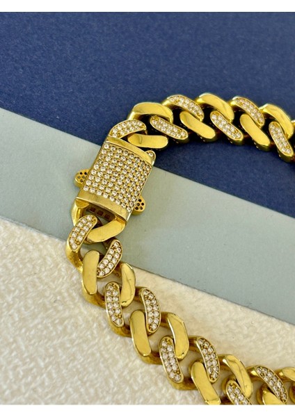 18,30 gr Gold Renk Sıralı Zirkon Taş Gurmet 925 Gümüş Bileklik fiyatları