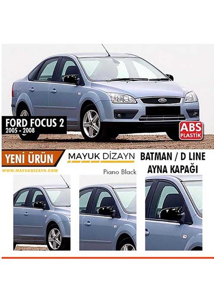 Ford Focus 2 Uyumlu Batman Yarasa Ayna Kapağı Piano Black 2004-2008 ve Montaj Bandı