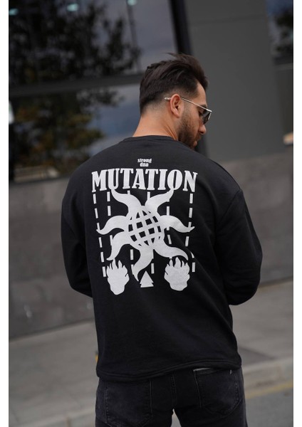 Sweatshirt Bisiklet Yaka Panda Baskılı Oversize Sweat