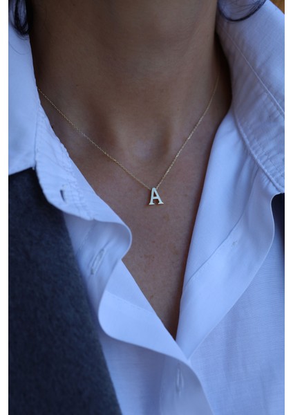 14 Ayar Altın A Harfli Kolye modelleri