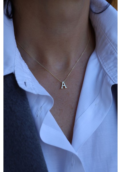 14 Ayar Altın A Harfli Kolye fırsatları