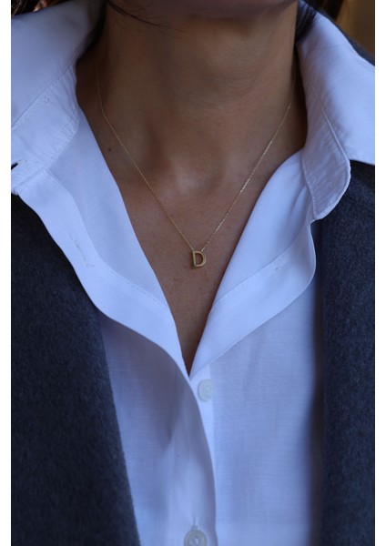 14 Ayar Altın D Harfli Kolye