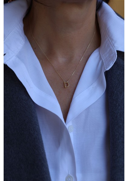 14 Ayar Altın D Harfli Kolye modelleri