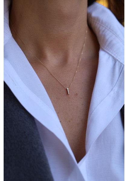 14 Ayar Altın I Harfli Kolye modelleri