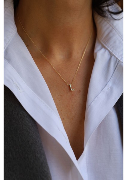 14 Ayar Altın L Harfli Kolye