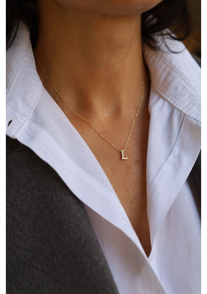 14 Ayar Altın L Harfli Kolye modelleri