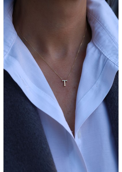 14 Ayar Altın T Harfli Kolye