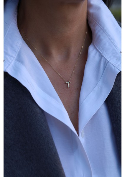 14 Ayar Altın T Harfli Kolye modelleri