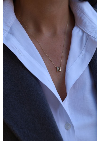14 Ayar Altın N Harfli Kolye