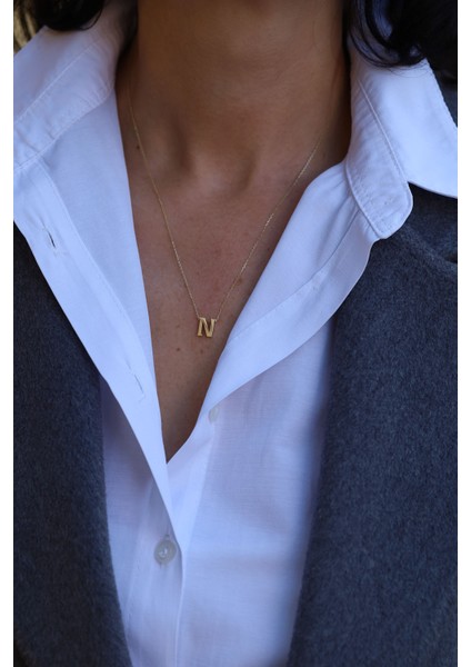 14 Ayar Altın N Harfli Kolye modelleri