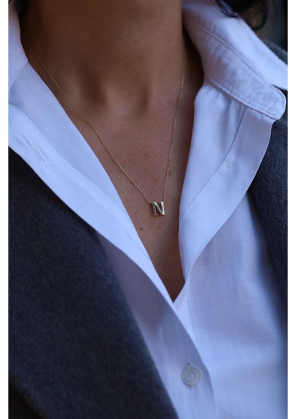 14 Ayar Altın N Harfli Kolye fırsatları