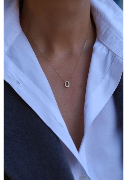 14 Ayar Altın O Harfli Kolye