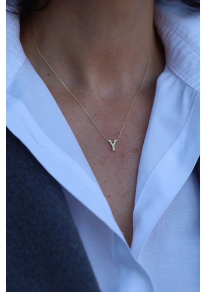 14 Ayar Altın Y Harfli Kolye modelleri