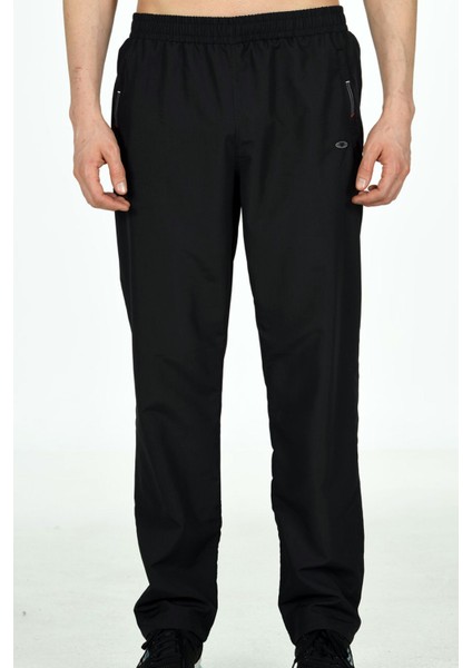 Siyah Erkek Düz Paça Beli Lastikli Cepli Mıcropoly Kumaş Eşofman Altı EDY2401S