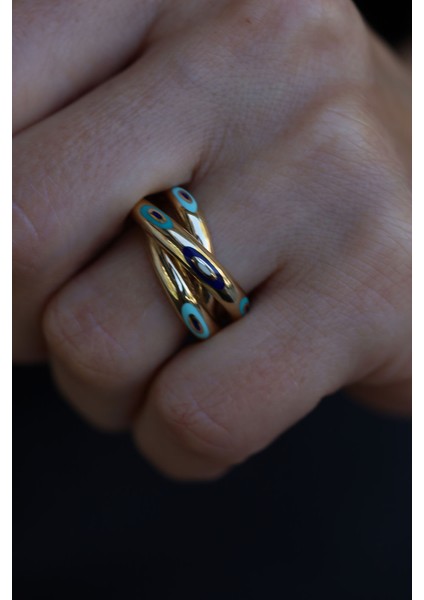 14 Ayar Altın Cetaş Fortuna Serisi Nazarlık Sarmalı Yüzük