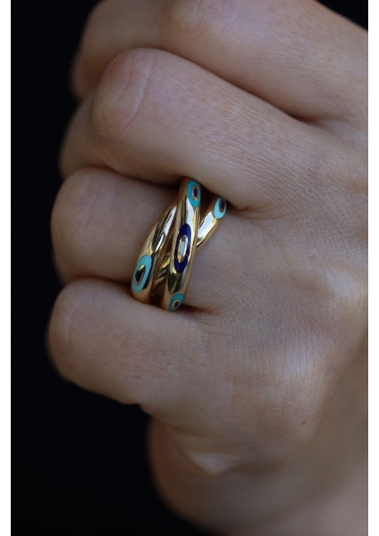 14 Ayar Altın Cetaş Fortuna Serisi Nazarlık Sarmalı Yüzük modelleri