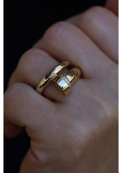 14 Ayar Altın Taşlı Çivi Model Yüzük modelleri