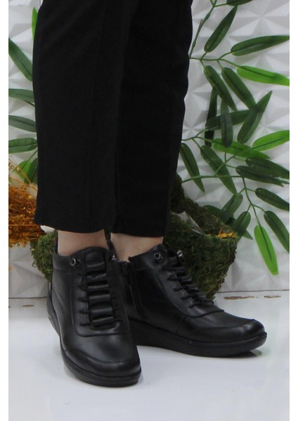 42848 Siyah Rahat Yumuşak Deri Kadın Bot fiyatları