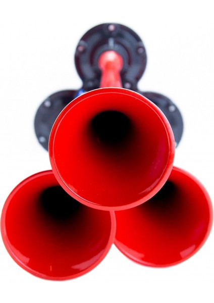 Havalı Korna 3 Borulu Düz Sesli 24VOLT Kırmızı Renk