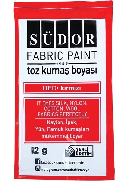 KB03 Toz Kumaş Boyası Kırmızı 12 Gr.