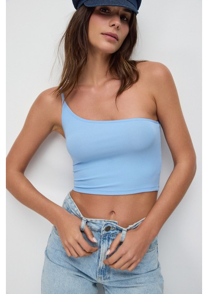 Tek Omuz Askılı Crop Bluz