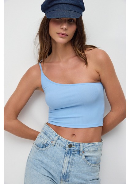 Tek Omuz Askılı Crop Bluz