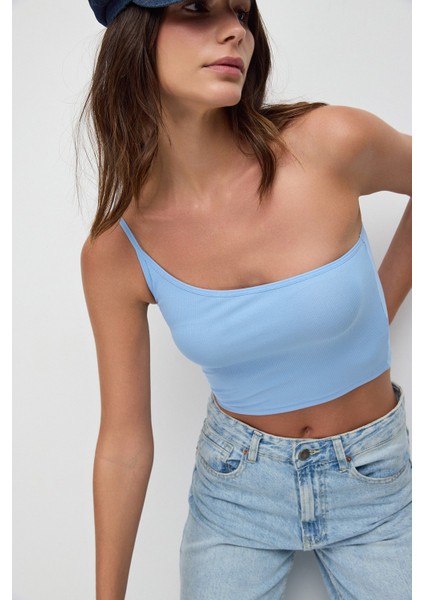 Tek Omuz Askılı Crop Bluz