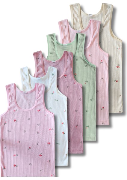 %100 Pamuklu Kız Çocuk Fitilli Kaşkorse Atlet Fanila Iç Çamaşır 6lı Set fırsatları